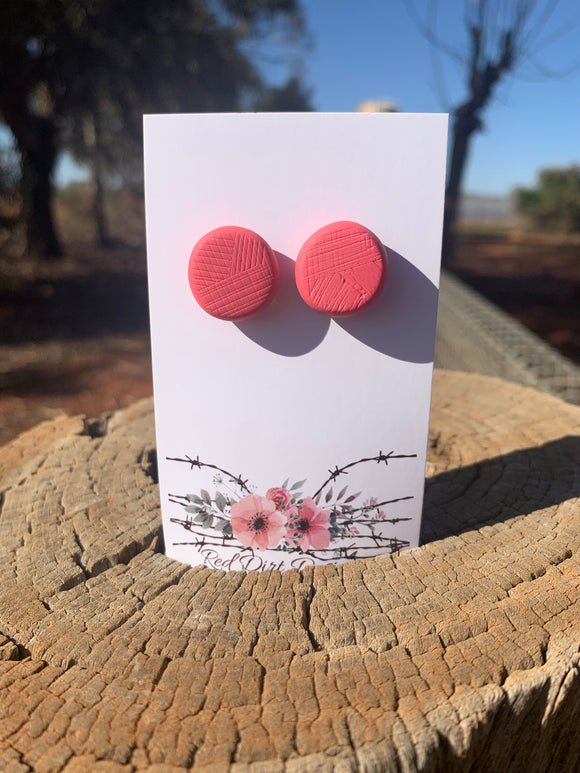Petal Pink textured Polymer Clay Stud