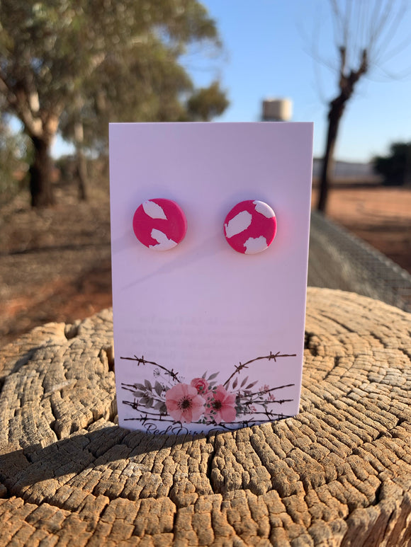 PINK! Patch Polymer Clay Studs