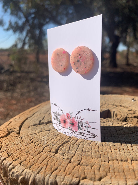 Pink Translucent Polymer Clay - Lge Studs